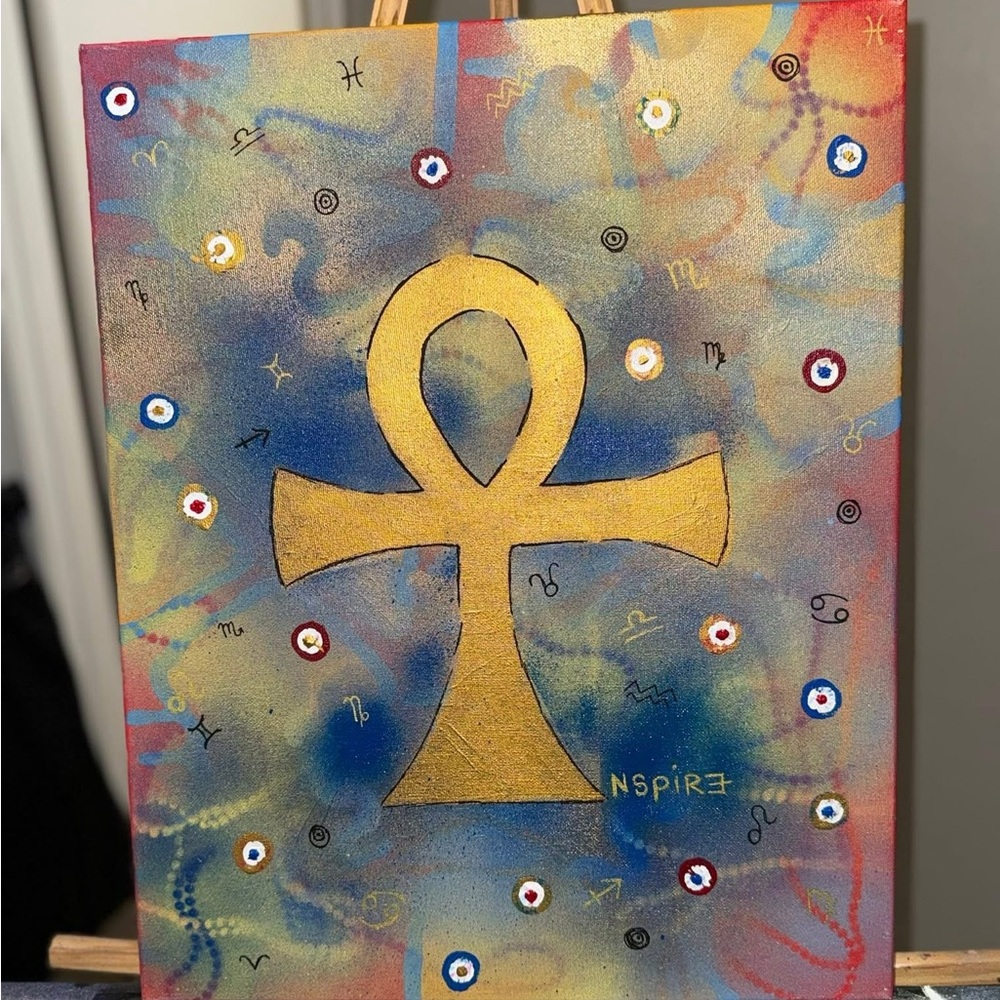 Vibrant Gold Ankh Canvas by NSPIR7